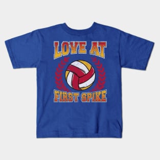 Volleyball Love At First Spike Player Coach Team Tournament Kids T-Shirt